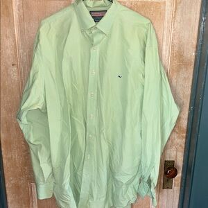 Vineyard Vines Whale Shirt Men's Light Green Gingham Button-Down Shirt